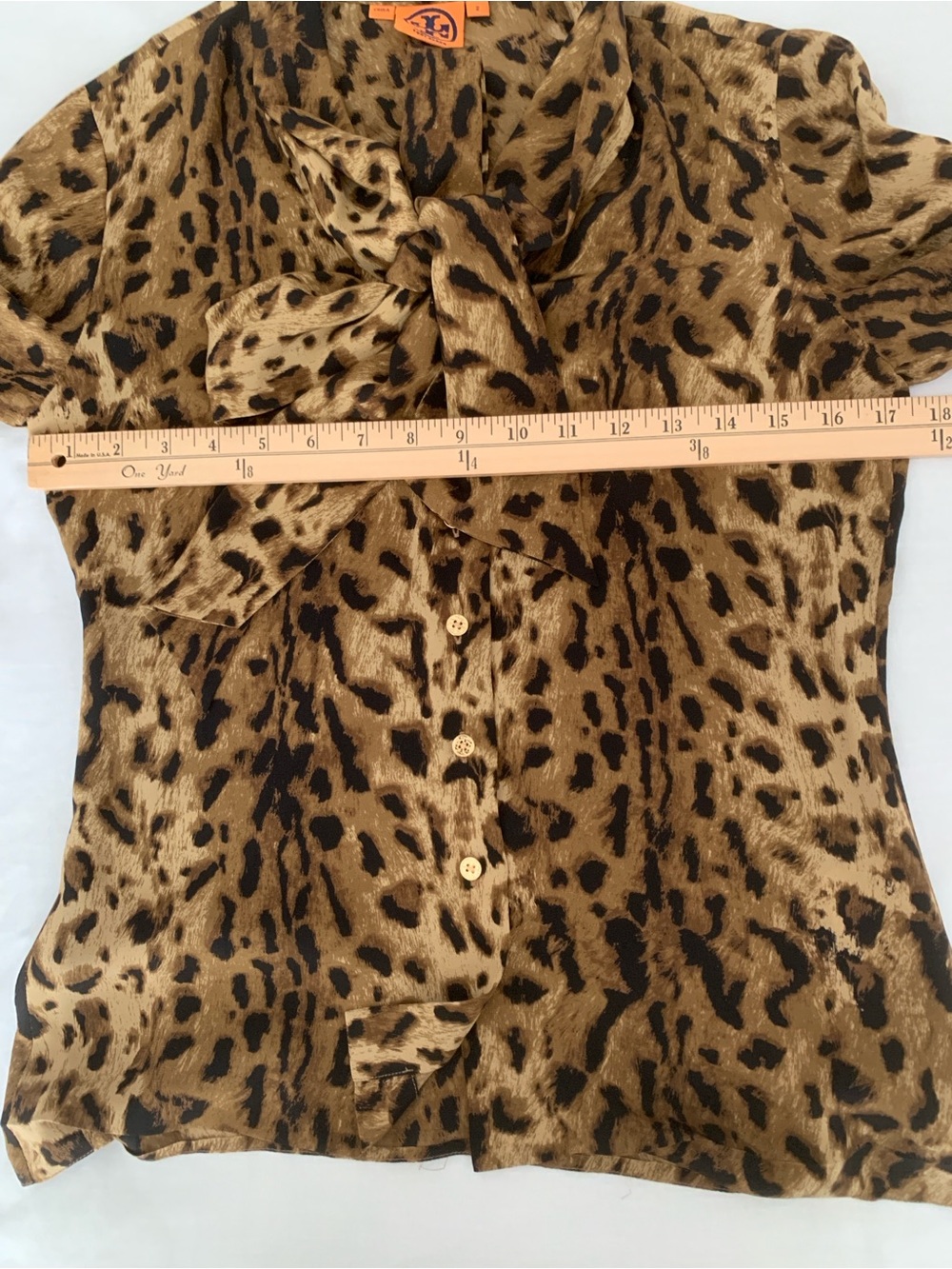 Tory Burch Silk Leopard Print Tie-Bow Blouse NWOT Size 2 - Picture 6 of 11
